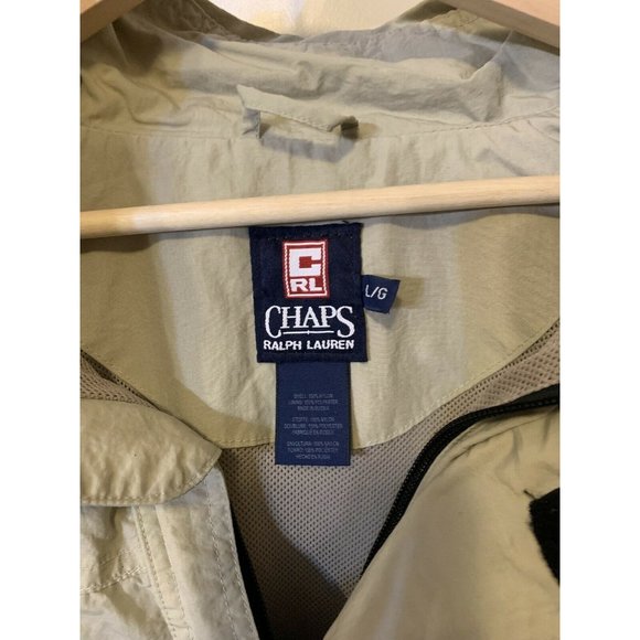 Vtg 90’s Chaps Ralph Lauren Mens Sz L 1/2 Zip Pullover Coat Sailing Jacket Tan - Picture 2 of 10
